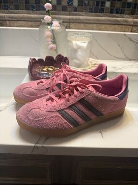 adidas Pink Suede Sneakers with Stripes